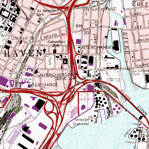 Topographic Map of Interchange 1, CT