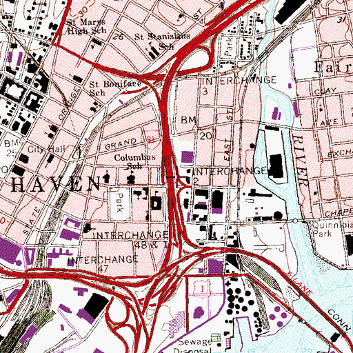 Topographic Map of Interchange 2, CT