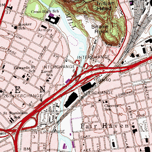 Topographic Map of Interchange 6, CT