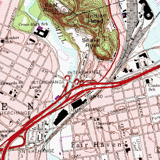 Topographic Map of Interchange 7, CT