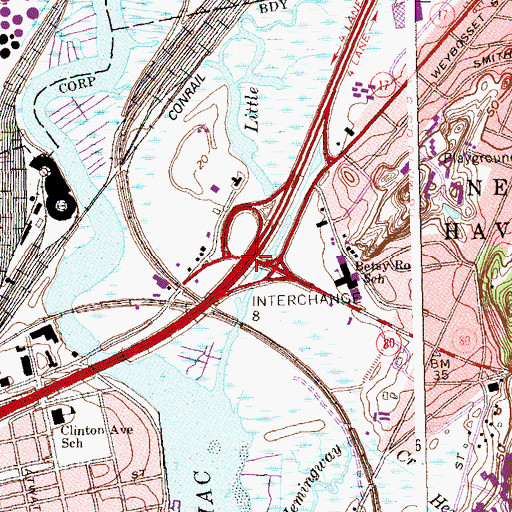 Topographic Map of Interchange 8, CT