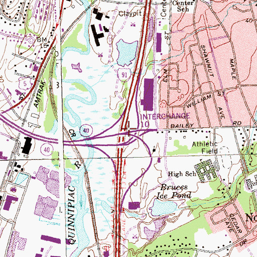 Topographic Map of Interchange 10, CT