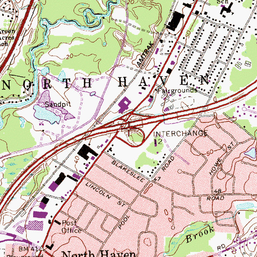 Topographic Map of Interchange 12, CT