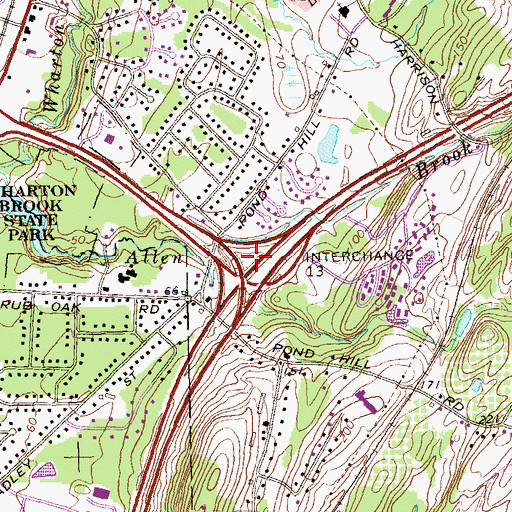 Topographic Map of Interchange 13, CT