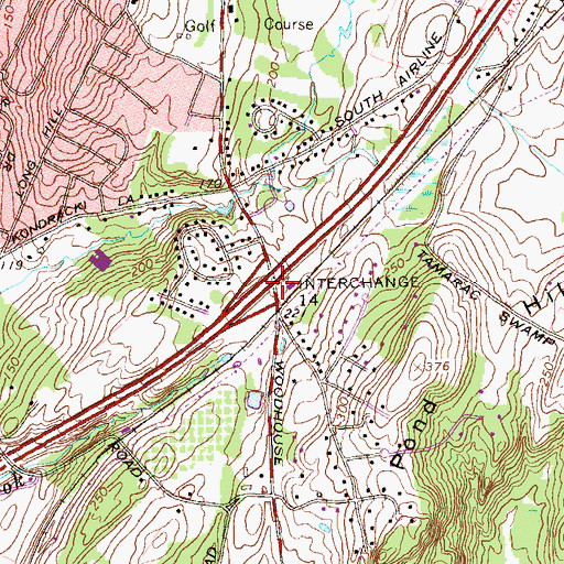 Topographic Map of Interchange 14, CT