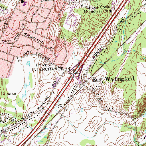 Topographic Map of Interchange 14, CT