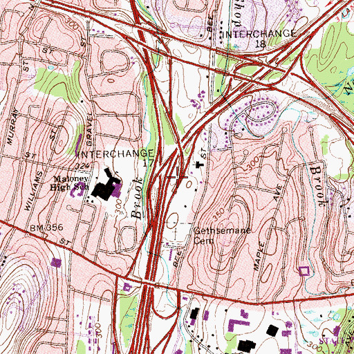 Topographic Map of Interchange 17, CT