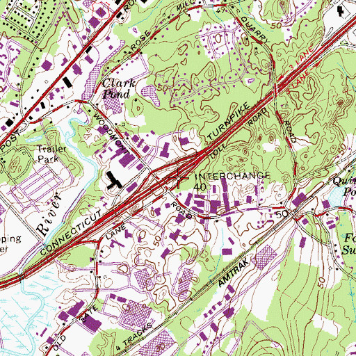 Topographic Map of Interchange 40, CT