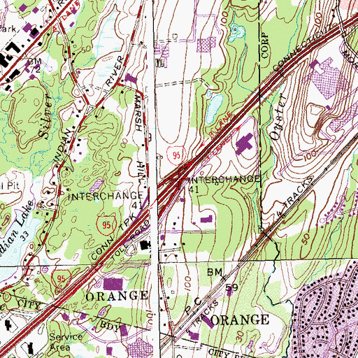 Topographic Map of Interchange 41, CT