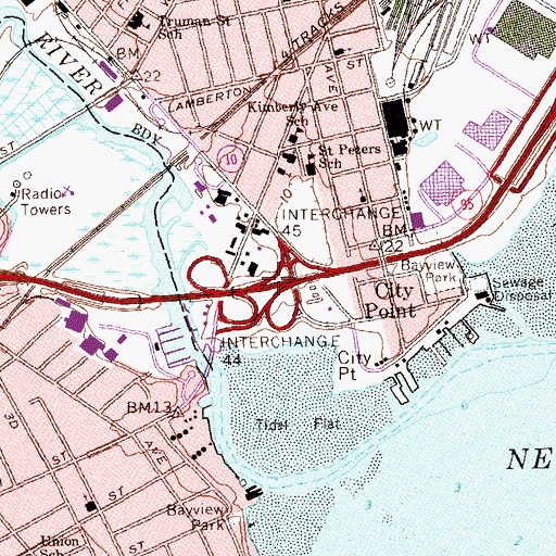 Topographic Map of Interchange 44, CT