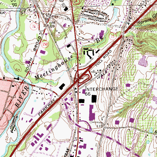 Topographic Map of Interchange 66, CT