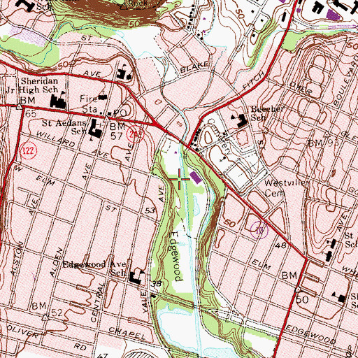Topographic Map of Iris Pond, CT