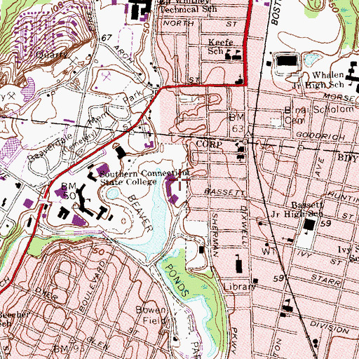 Topographic Map of Jackie Robinson Middle School, CT