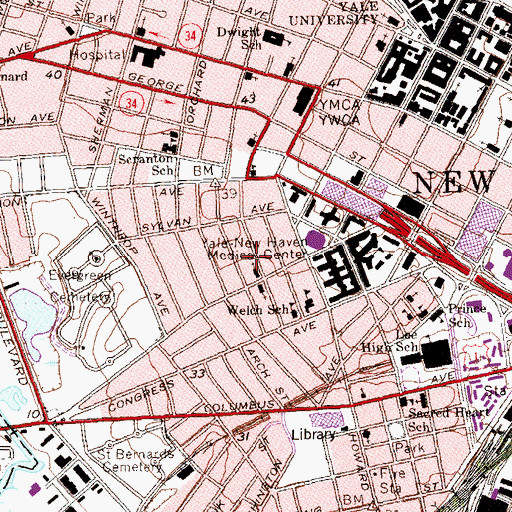 Topographic Map of Jewish Historical Society Building, CT