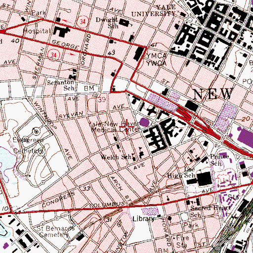 Topographic Map of Jewish Home for the Aged, CT