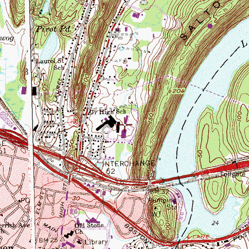 Topographic Map of Joseph Melillo Middle School, CT