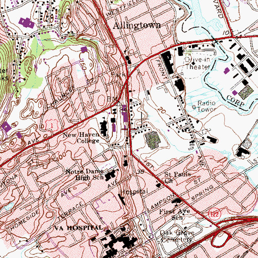 Topographic Map of Kaplan Building, CT