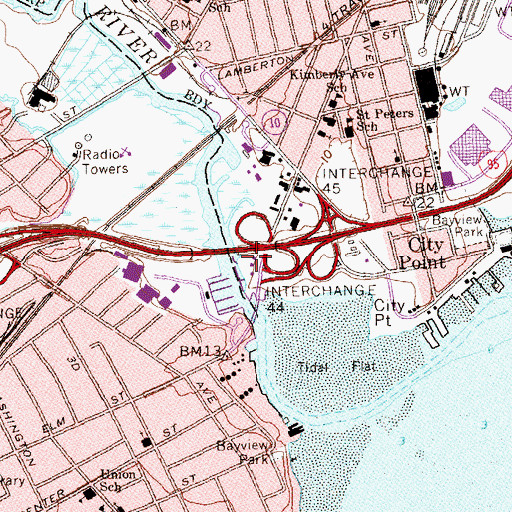 Topographic Map of Kimberly Playgrounds, CT