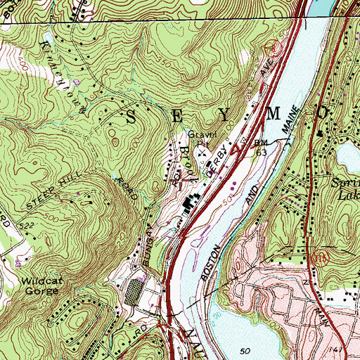 Topographic Map of Kinneytown, CT
