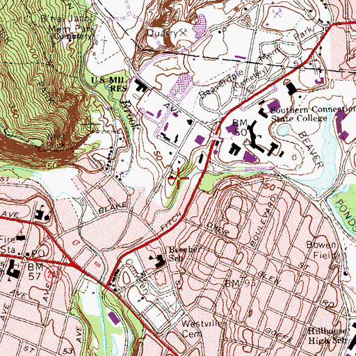 Topographic Map of Lang Building, CT