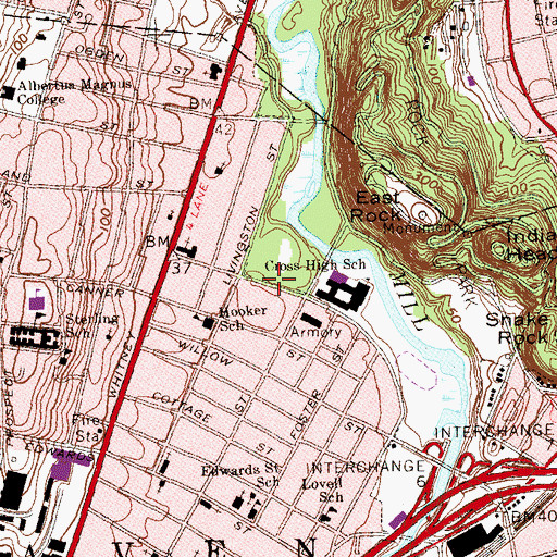 Topographic Map of Leila Day Child Care Center, CT