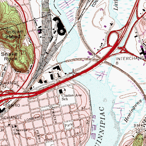 Topographic Map of Lewis Bridge, CT