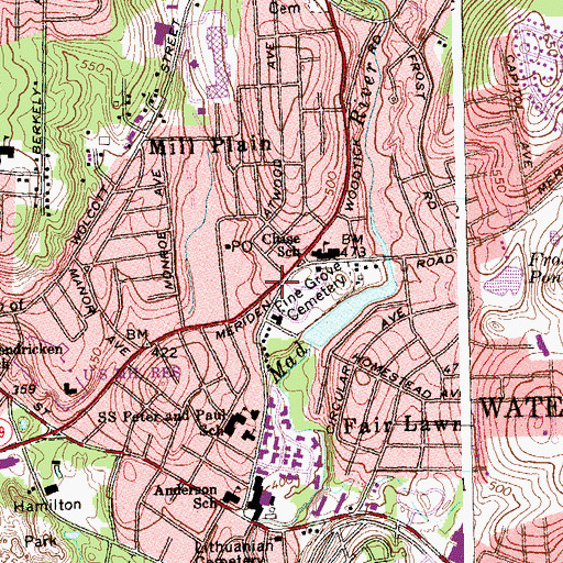 Topographic Map of Lighthouse Baptist Church, CT