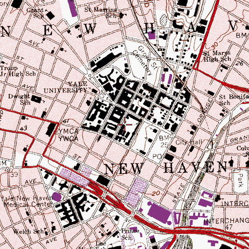Topographic Map of Linsly-Chittenden Building, CT
