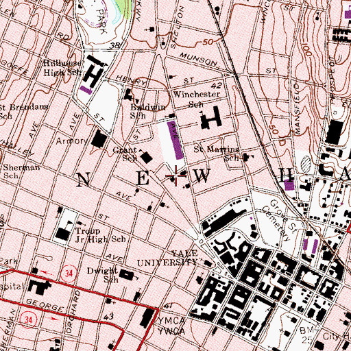 Topographic Map of Little Rock Church of Christ, CT