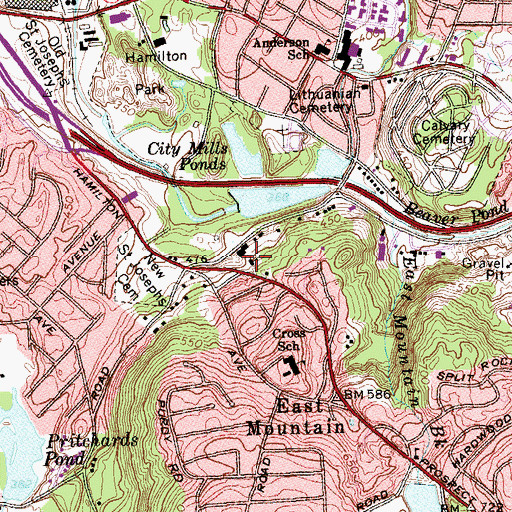 Topographic Map of Living Faith Christian Church, CT