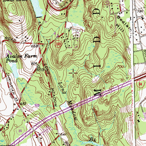 Topographic Map of Long Meadow, CT