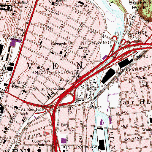 Topographic Map of Long Wharf Maritime Center, CT