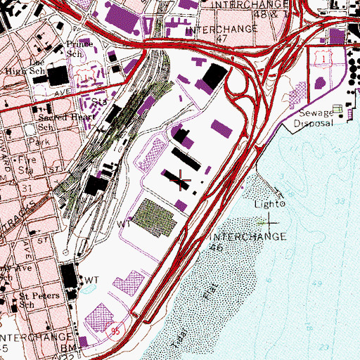 Topographic Map of Long Wharf Theatre, CT