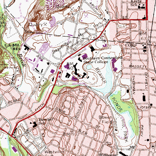Topographic Map of Lyman Center, CT
