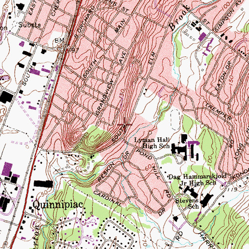 Topographic Map of Lyman Hall Monument, CT
