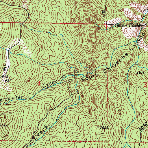 Topographic Map of Sweetwater Creek, CO