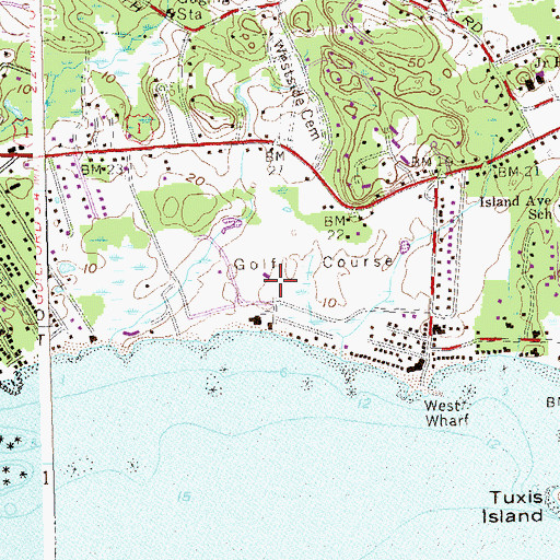 Topographic Map of Madison Country Club, CT