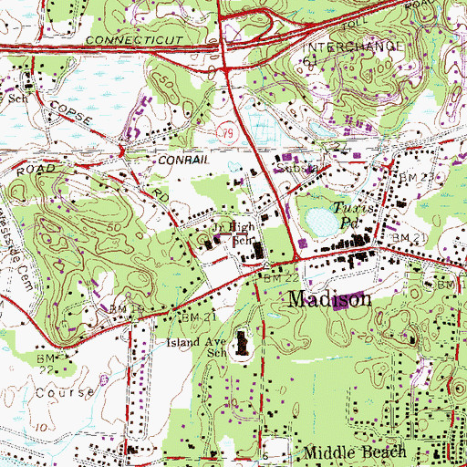 Topographic Map of Madison Green, CT