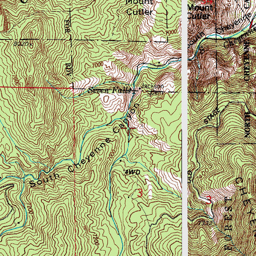 Topographic Map of Seven Falls, CO