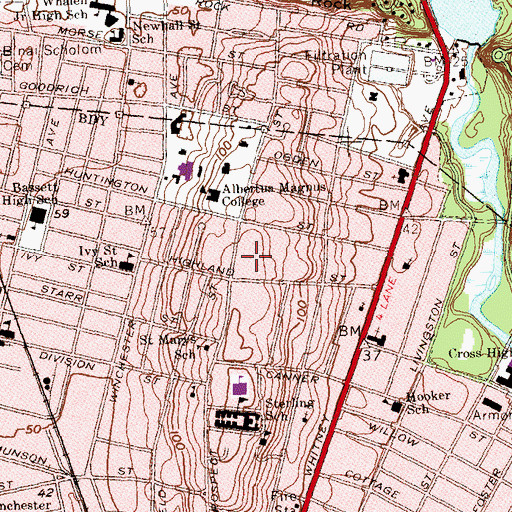 Topographic Map of Marian Building, CT