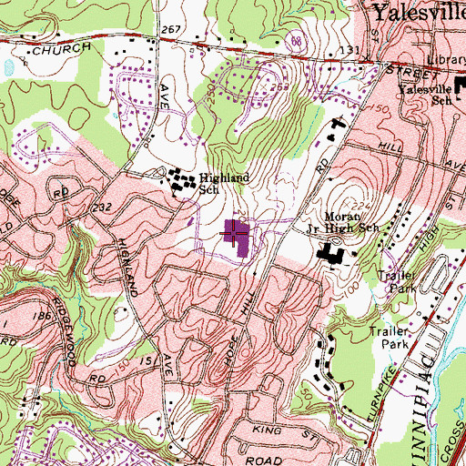 Topographic Map of Mark T Sheehan Middle School, CT