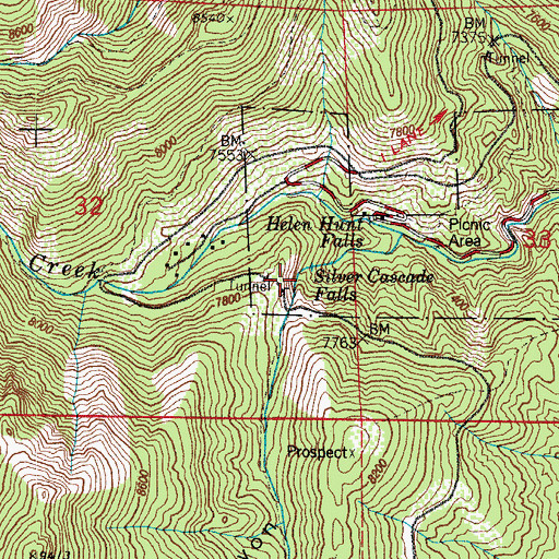 Topographic Map of Silver Cascade Falls, CO