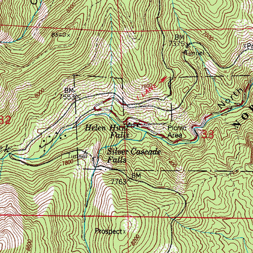 Topographic Map of Helen Hunt Falls, CO