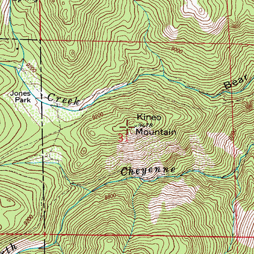 Topographic Map of Kineo Mountain, CO