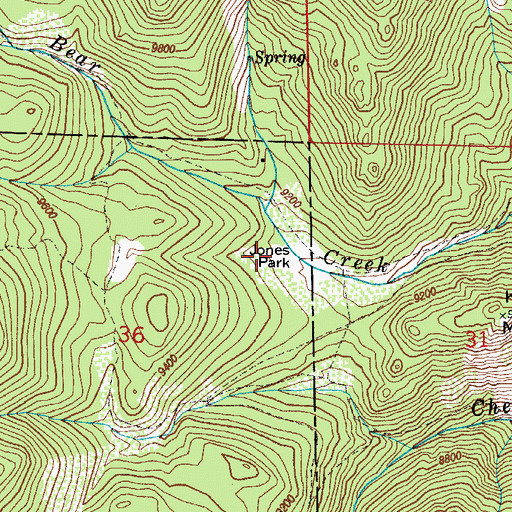 Topographic Map of Jones Park, CO