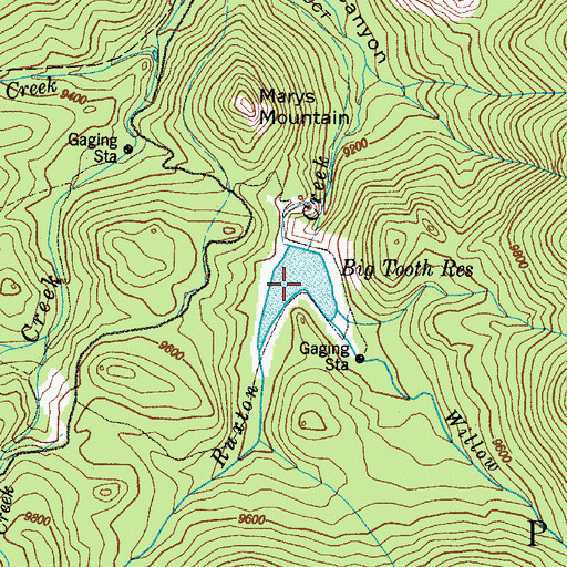Topographic Map of Big Tooth Reservoir, CO