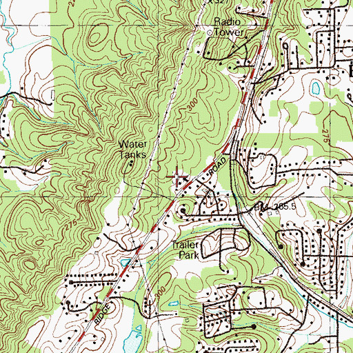 Topographic Map of Mission Ridge Cemetery, GA
