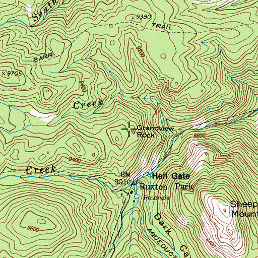 Topographic Map of Grandview Rock, CO