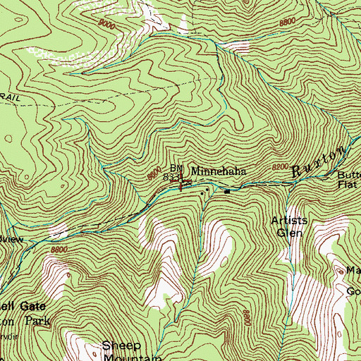 Topographic Map of Minnehaha, CO