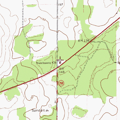 Topographic Map of Notchaway Baptist Church Cemetery, GA